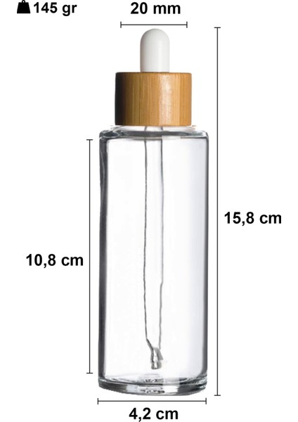 100 cc Şeffaf Damlalık Beyaz Ahşap Bambu Sızdırmaz Kapaklı 100 ml Dropper Cam Serum Şişesi 1 Adet fiyatları