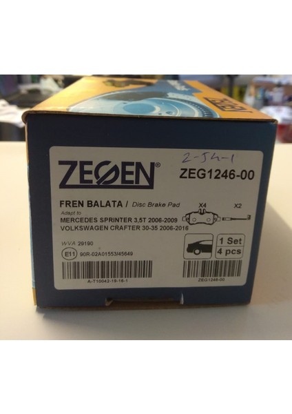 Arka Fren Balata Fisli Crafter 06-16/sprinter 06-09 Zegen 1246