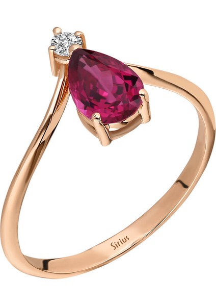 Pırlanta ve Damla Kesim Pembe Turmalin Taşlı Yüzük 0402R0003