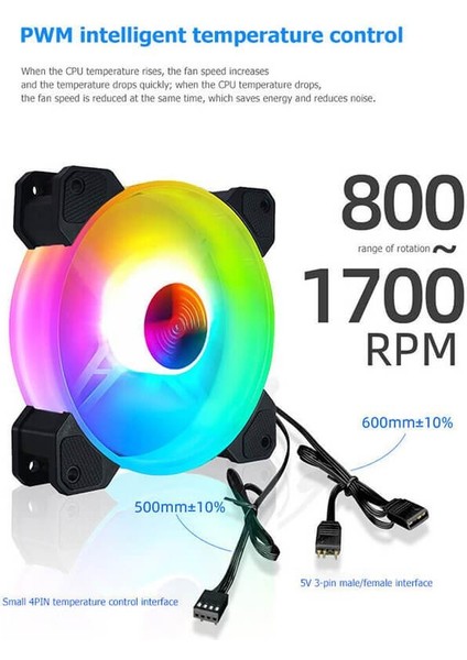 Coolmoon YUHUAN12CM Argb Kasa Fanı - 120MM Pc Fan - 5V 3pin Pwm Bağlantı