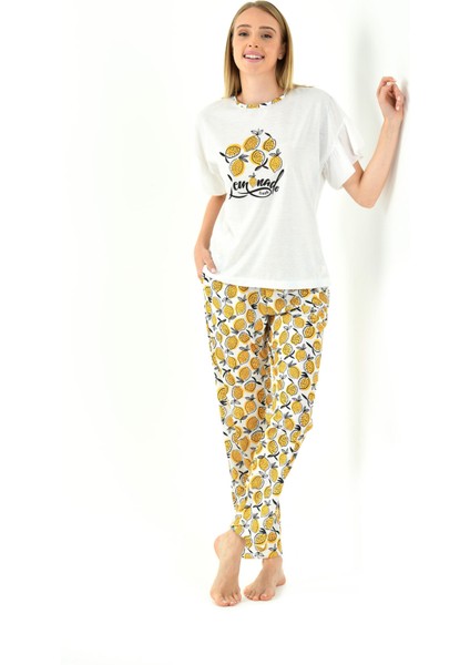 Limon Desenli Kadın Pijama Takımı