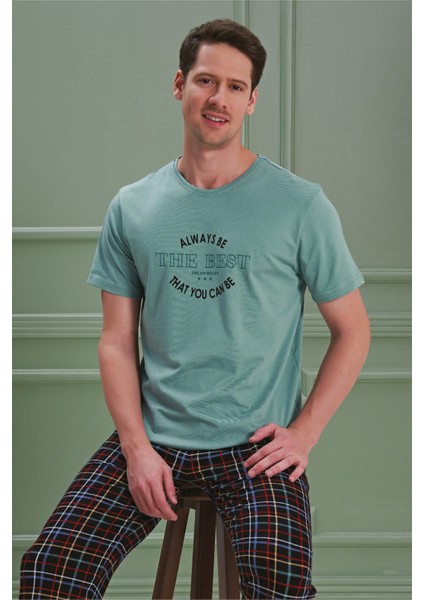 Erkek Yüksek Kalite Pamuklu Ekose Model Eş Kombinli Sıfır Yaka Kısa Kol Pijama Takımı fiyatları