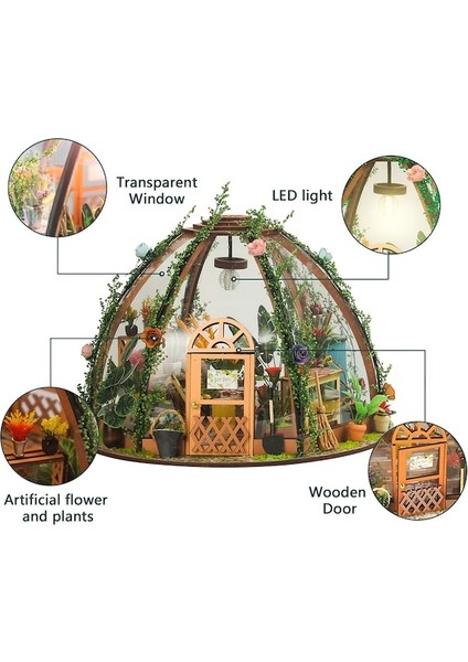 Hallow Dıy Minyatür Dollhouse Kiti Ahşap Mini Yıldızlı Çiçek Çok Renkli (Yurt Dışından)