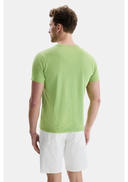 Margan Yeşil Bisiklet Yaka Baskılı Erkek Tshirt