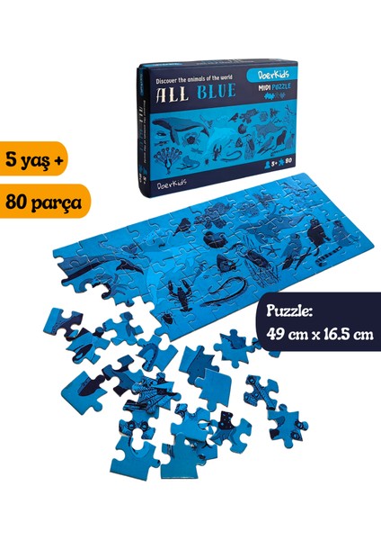 All Blue-Mavi Hayvanlar Midi Puzzle | 80 Parça 5+ Yaş