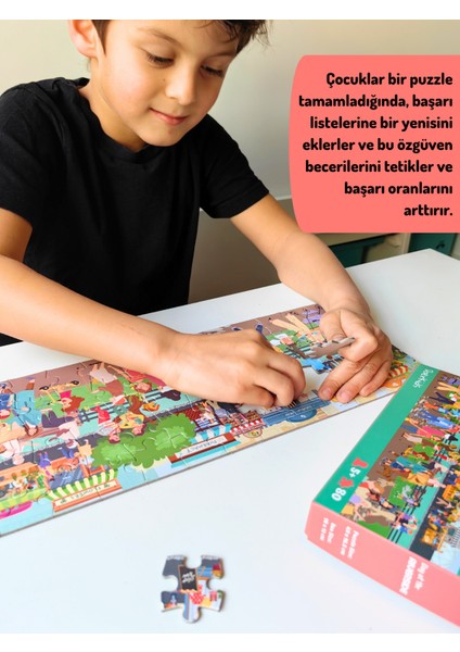 Doerkids Nehir Kenarında Bir Gün Midi Puzzle | 80 Parça 5+ Yaş