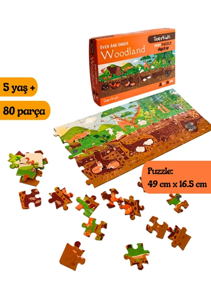 Doerkids Ormanlık Alan Yeraltı Yerüstü Midi Puzzle | 80 Parça 5+ Yaş