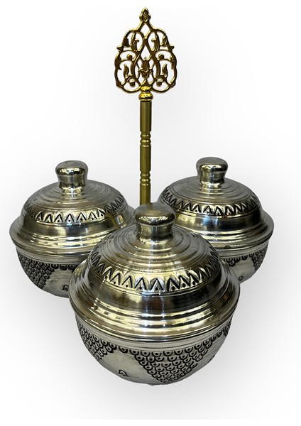 Salkım Desen Kalaylı 3’lü Bakır Baharatlık ve İkramlık fiyatları