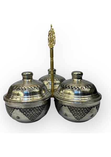 Salkım Desen Kalaylı 3’lü Bakır Baharatlık ve İkramlık fırsatları
