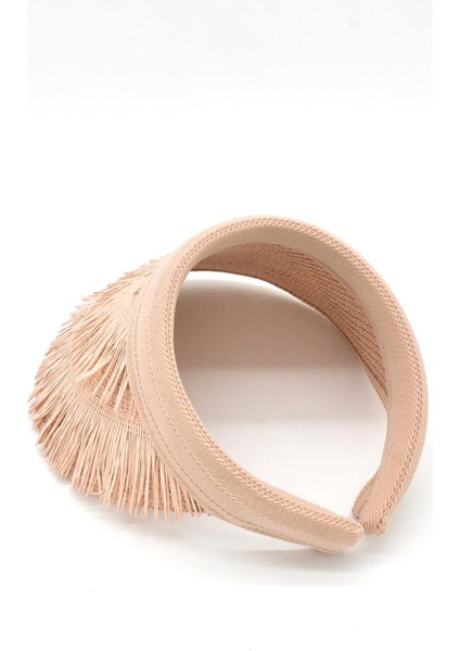 Kadın Hasır Saçaklı Boho Vizör Şapka Pembe SS24