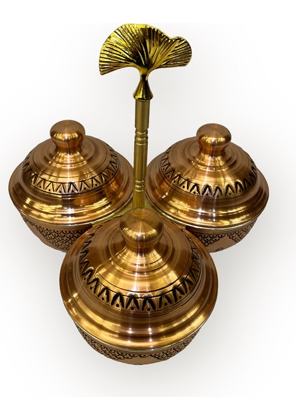 Salkım Desen Skoçlu 3’lü Bakır Baharatlık ve İkramlık (Küçük) fiyatları