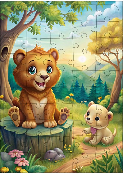 Ahşap Mdf Puzzle Yapboz Yavru Ayılar 50 Parça 35*50 cm