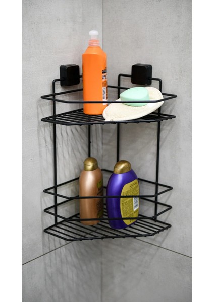 Paslanmaz Yapışkanlı Banyo Köşeliği, Şampuanlık Ikili, Delmeye Son, Matkap Vida Yok