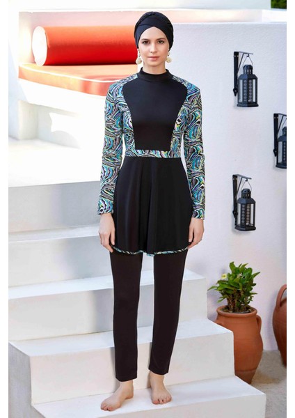 Likralı Tesettür Mayo Jalıssa 9227 Siyah