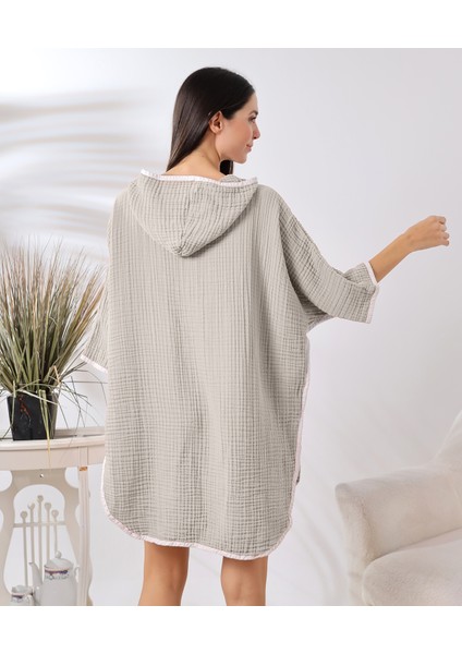 4 Kat Muslin Kapşonlu Yetişkin Kadın Panço modelleri