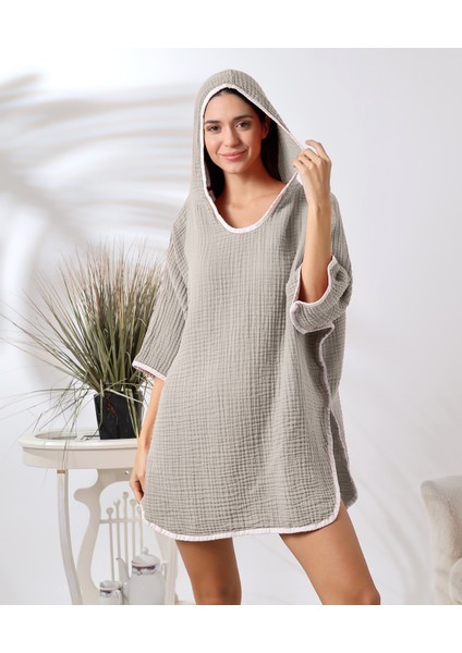 4 Kat Muslin Kapşonlu Yetişkin Kadın Panço fırsatları