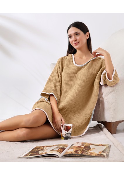 4 Kat Muslin Kapşonlu Yetişkin Kadın Panço fiyatları