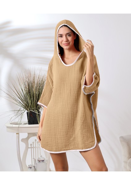 4 Kat Muslin Kapşonlu Yetişkin Kadın Panço fırsatları