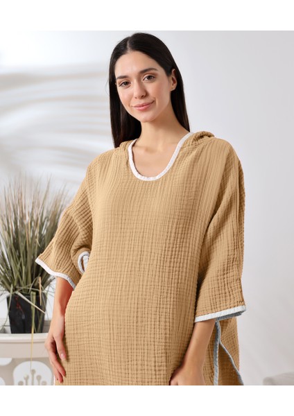 4 Kat Muslin Kapşonlu Yetişkin Kadın Panço indirimleri