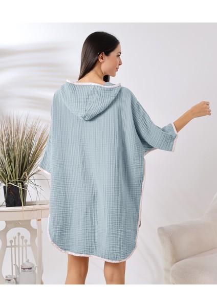 4 Kat Muslin Kapşonlu Yetişkin Kadın Panço modelleri