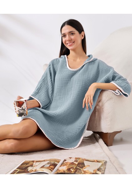 4 Kat Muslin Kapşonlu Yetişkin Kadın Panço fırsatları