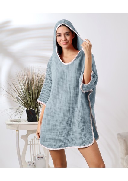 4 Kat Muslin Kapşonlu Yetişkin Kadın Panço indirimleri