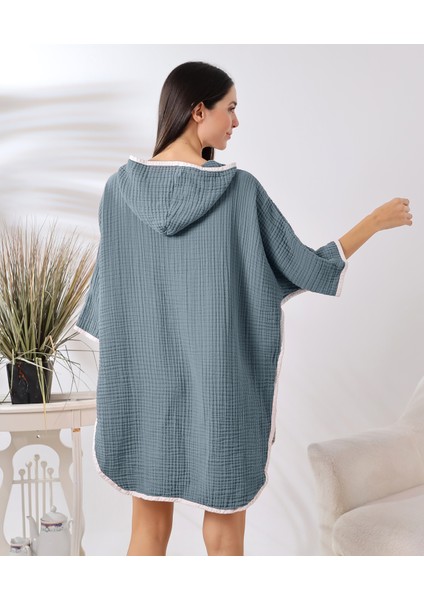 4 Kat Muslin Kapşonlu Yetişkin Kadın Panço modelleri