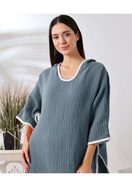 4 Kat Muslin Kapşonlu Yetişkin Kadın Panço fırsatları