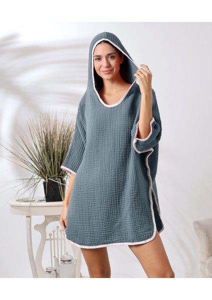 4 Kat Muslin Kapşonlu Yetişkin Kadın Panço indirimleri