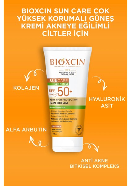 Sun Care Akneye Eğilimli Ciltler İçin Güneş Kremi 50 Spf - Akne, Dry Touch, Mat - Büyük Boy 150 ml