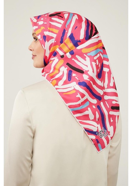 Pembe Fırça Desen Twill Eşarp