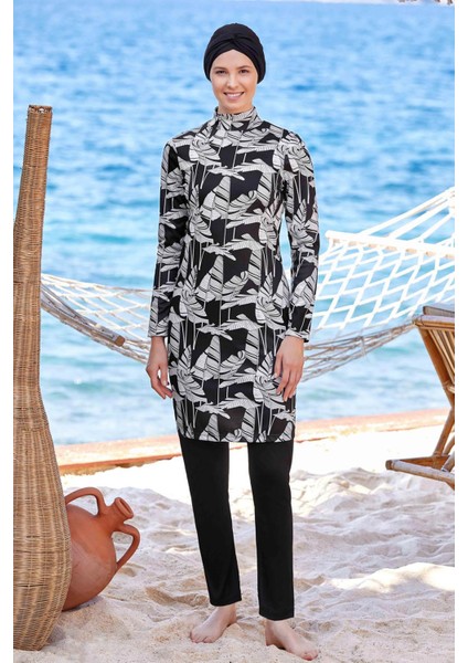 Likralı Tesettür Mayo Merıah 9206 Siyah