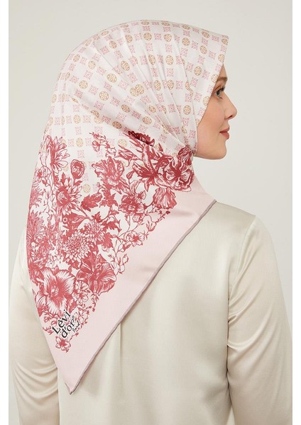 Lila Nostaljik Desen Trend Twill Eşarp