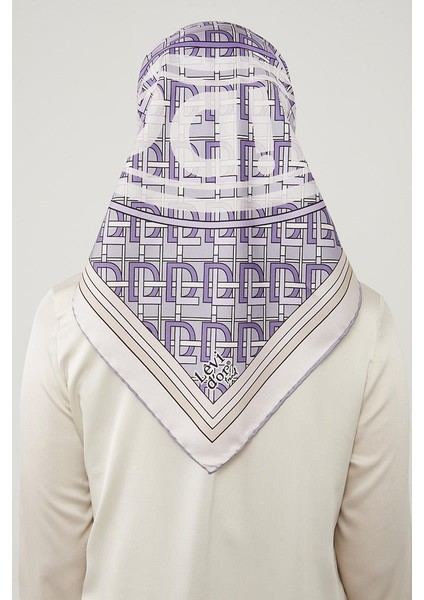 Lila Yazı Baskılı Trend Twill Eşarp fırsatları