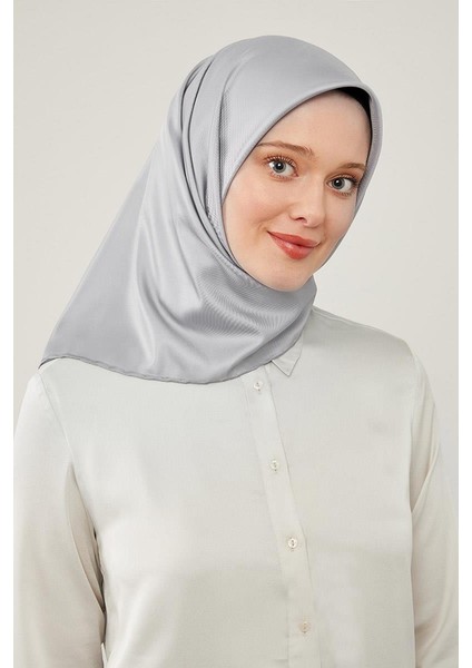 Gri Düz Twill Eşarp