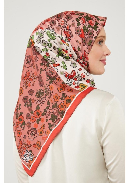 Kırmızı Mine Çiçeği Trend Twill Eşarp