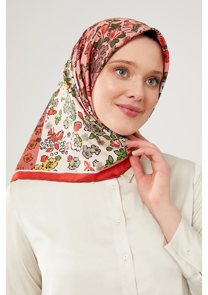 Kırmızı Mine Çiçeği Trend Twill Eşarp