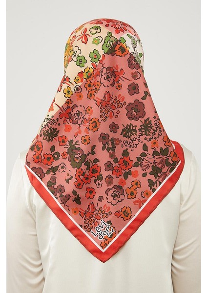 Kırmızı Mine Çiçeği Trend Twill Eşarp