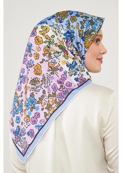Bebe Mavisi Mine Çiçeği Trend Twill Eşarp