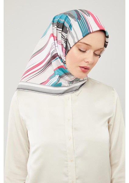 Gri Çizgili Desen Trend Twill Eşarp fiyatları