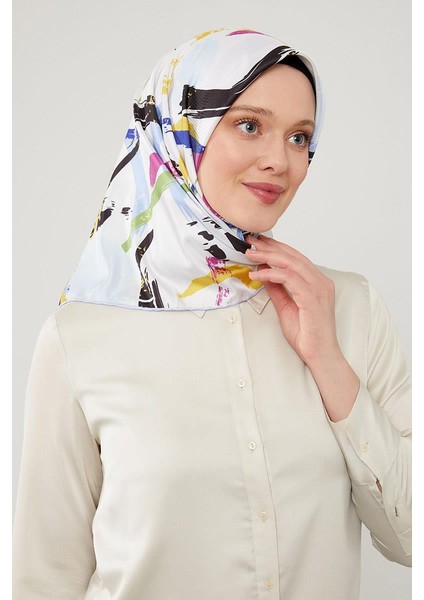Bebe Mavisi Boya Desen Twill Eşarp