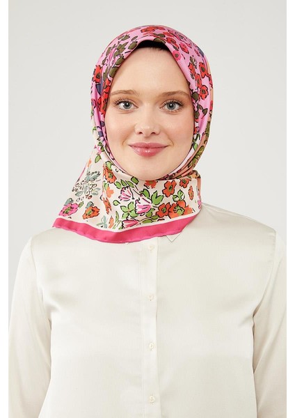 Fuşya Mine Çiçeği Trend Twill Eşarp