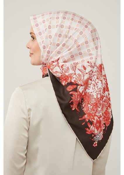 Kırmızı Nostaljik Desen Trend Twill Eşarp modelleri