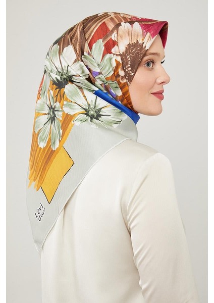 Mint Yeşili Çiçek Desen Pure Saf Ipek