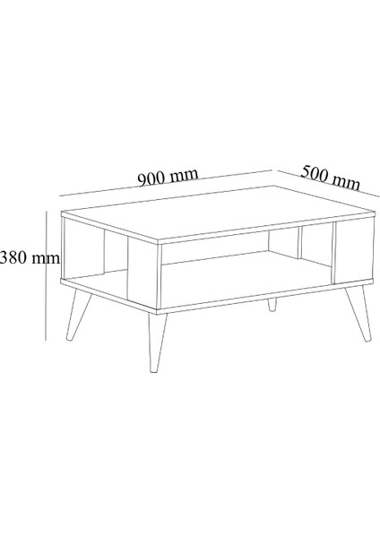 Orta Sehpa Masa Salon Sehpası Class Model 90X50X38 Atlantik Çam Antrasit