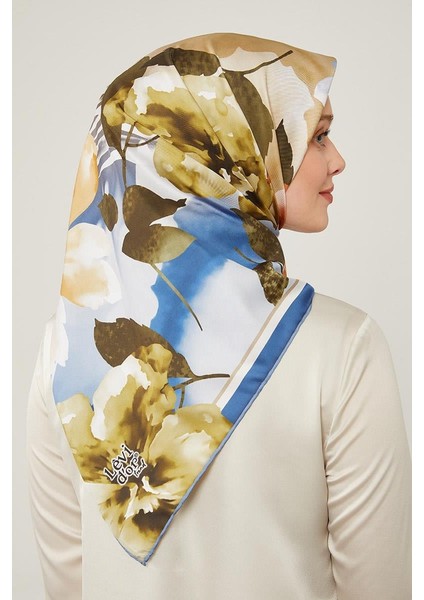 Saks Çiçek Desen Trend Twill Eşarp