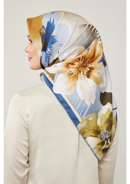 Saks Çiçek Desen Trend Twill Eşarp