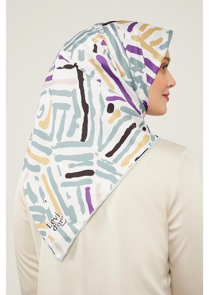 Su Yeşili Fırça Desen Twill Eşarp