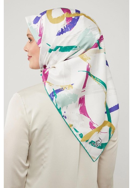 Yeşil Boya Desen Twill Eşarp modelleri