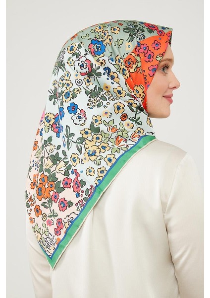 Yeşil Mine Çiçeği Trend Twill Eşarp